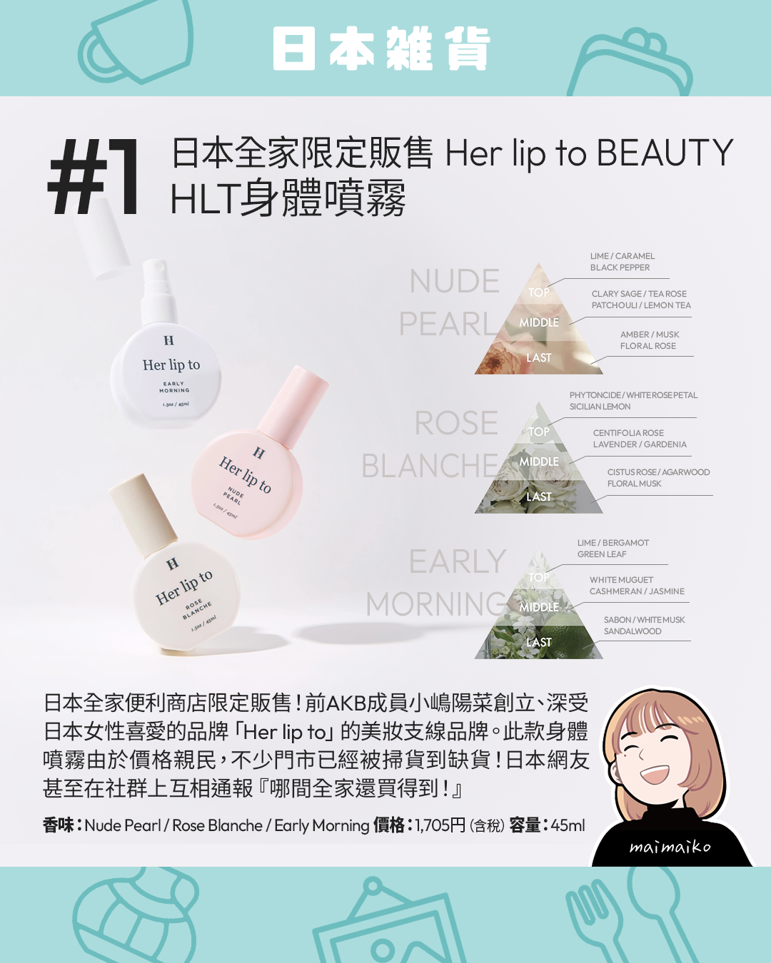 2026日本最新話題商品 #1 日本全家限定販售:Her lip to BEAUTY HLT身體噴霧